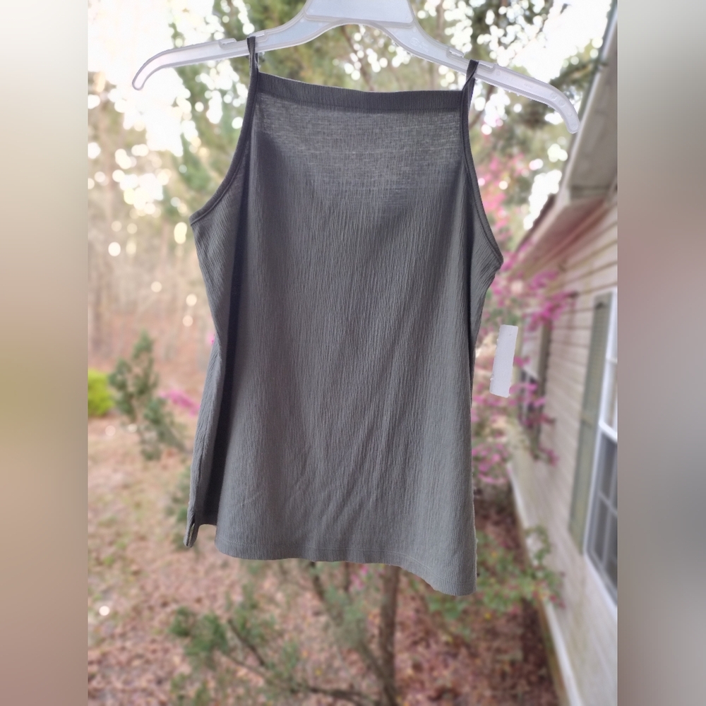 LOFT Olive Green Ribbed Square-Neck Tank